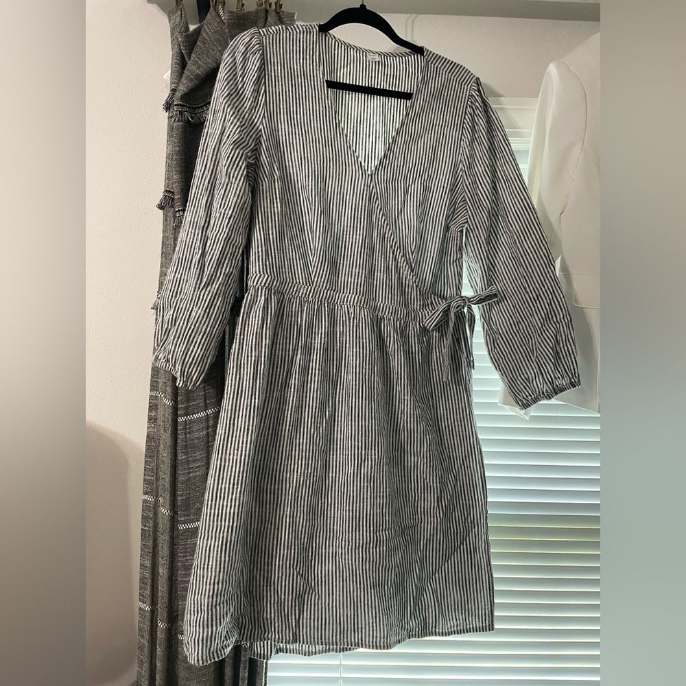 Striped Black and White Wrap Dress